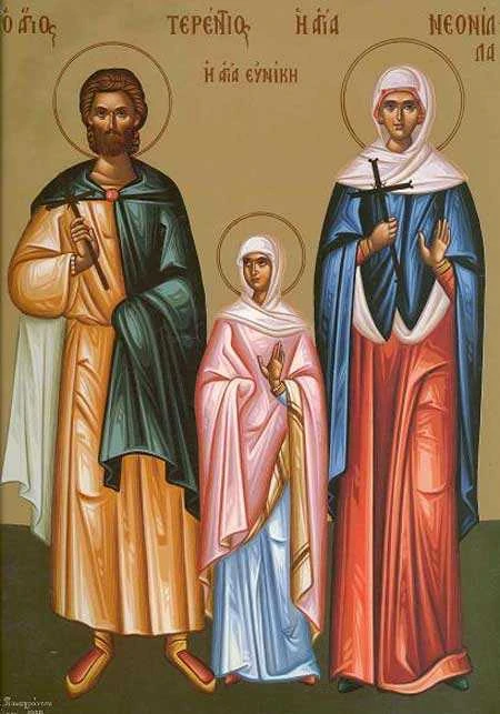 Group icon: Terentius, Neonilla and a saint inscribed Eunice