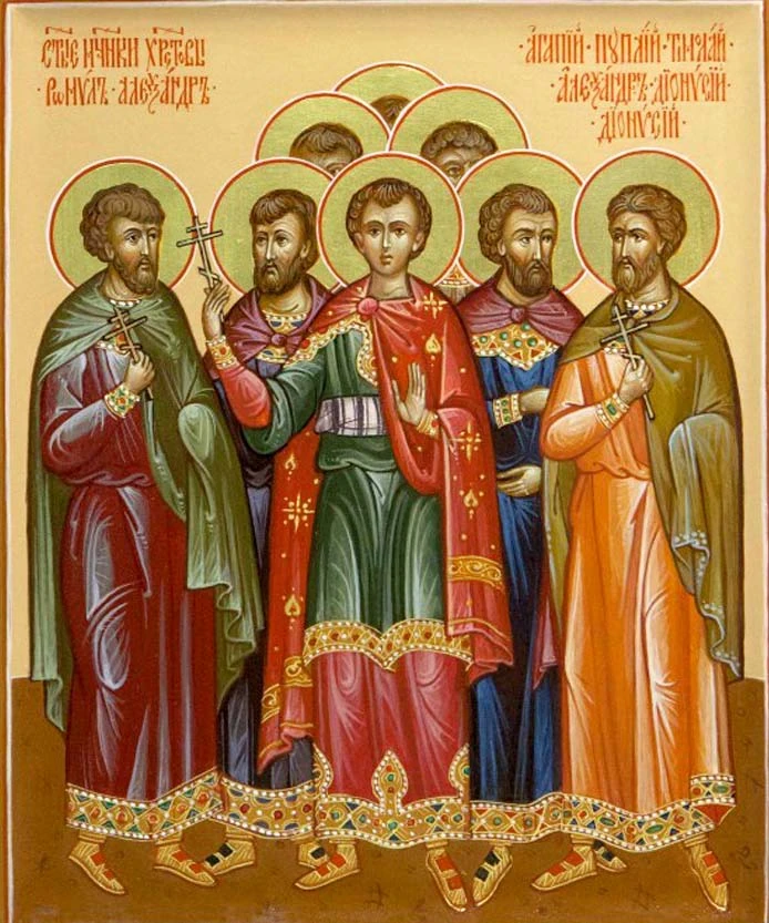 Group icon of the eight martyrs of Caesarea: Agapius, Publius, Timolaus, Romulus, two Alexanders and two Dionysiuses.