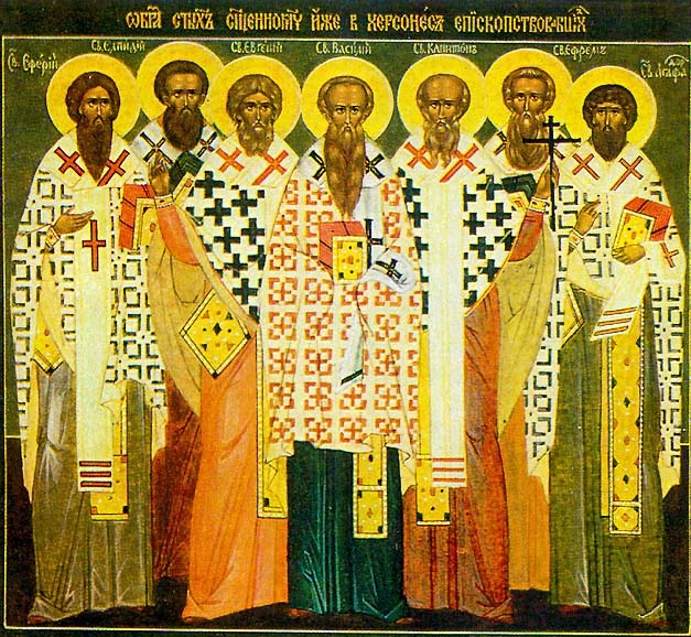 Icon: Ephraim, Elpidius, Eugene, Basileus, Capito, Aetherius and Agathodorus, bishops of Cherson.