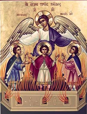Group icon of the Three Holy Youths: Hananiah, Azariah and Mishael.