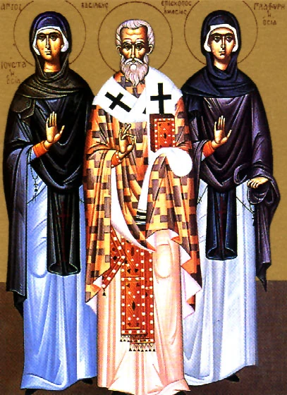 Icon with Basil of Amasea and Glaphyra