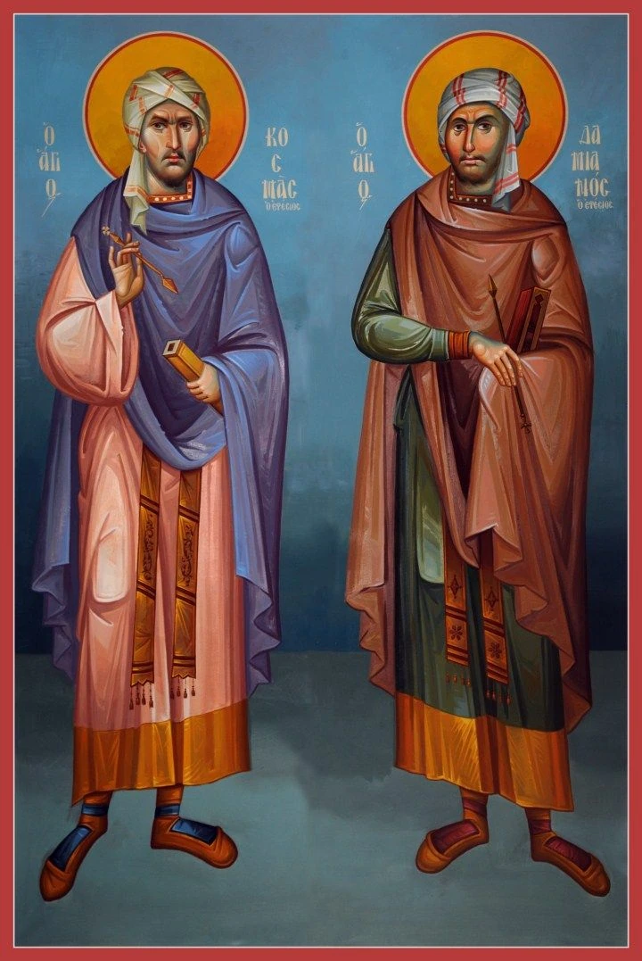 Icon of the Arabian unmercenary physicians Cosmas and Damian