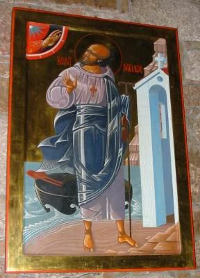 Icon of Branwalader in the Parish Church of St Brelade, Jersey.