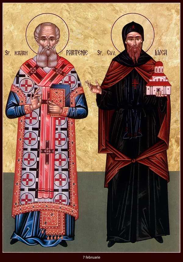Group icon: Saints Parthenius of Lampsacus and Luke of Hellas.