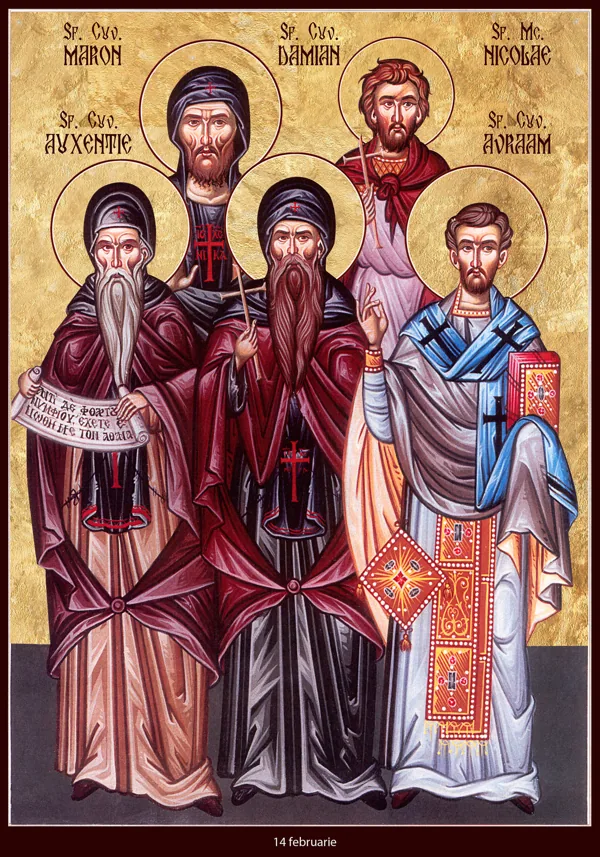 Group icon: Saints Auxentius, Maron, Damian, Nicholas and Abraham.