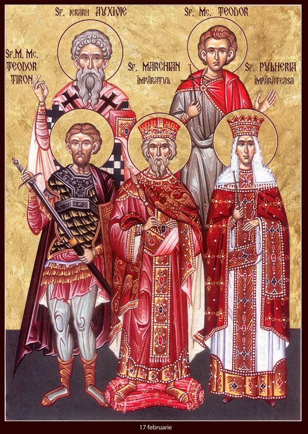 Group icon: Saints Theodore the Recruit, Auxibius, Theodore, Marcian and Pulcheria.