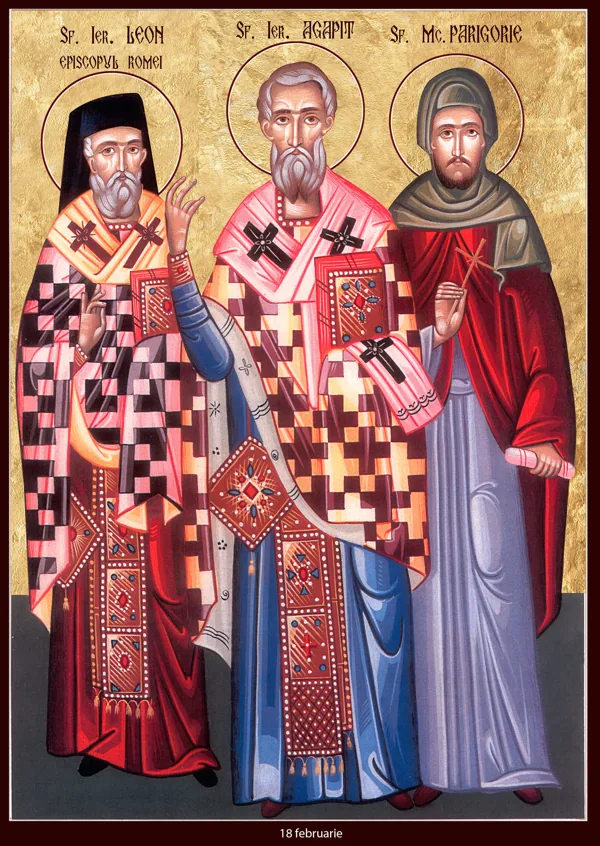 Group icon: Saints Leo of Rome, Agapitus and Paregorius.