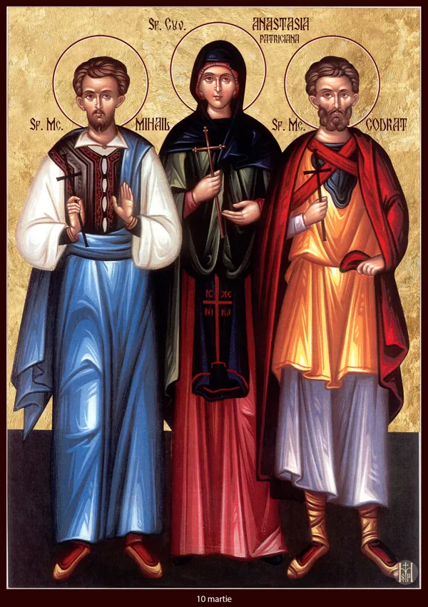 Group icon: Michael, Anastasia the Patrician and Quadratus of Corinth.