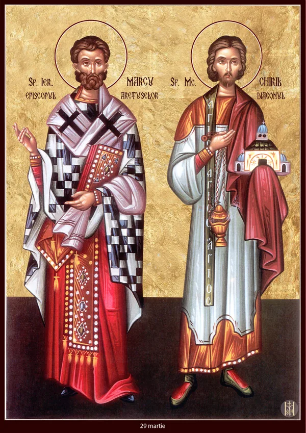 Group icon: Mark, Bishop of Arethusa, and Cyril the Deacon.