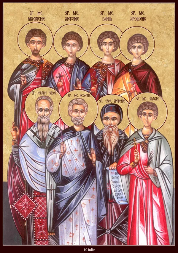 Icon: Maurice, Anthony the Martyr, Daniel, Apollonius, Isidore the Bishop, Leontius, Anthony the Monk and Silvanus the Martyr.