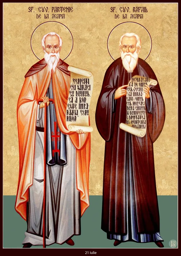 Group icon: Saints Partenie and Rafael of Agapia.