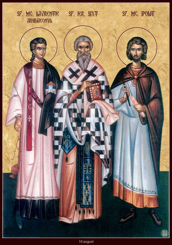 Group icon: Lawrence the Archdeacon, Sixtus of Rome and Hippolytus the Martyr.