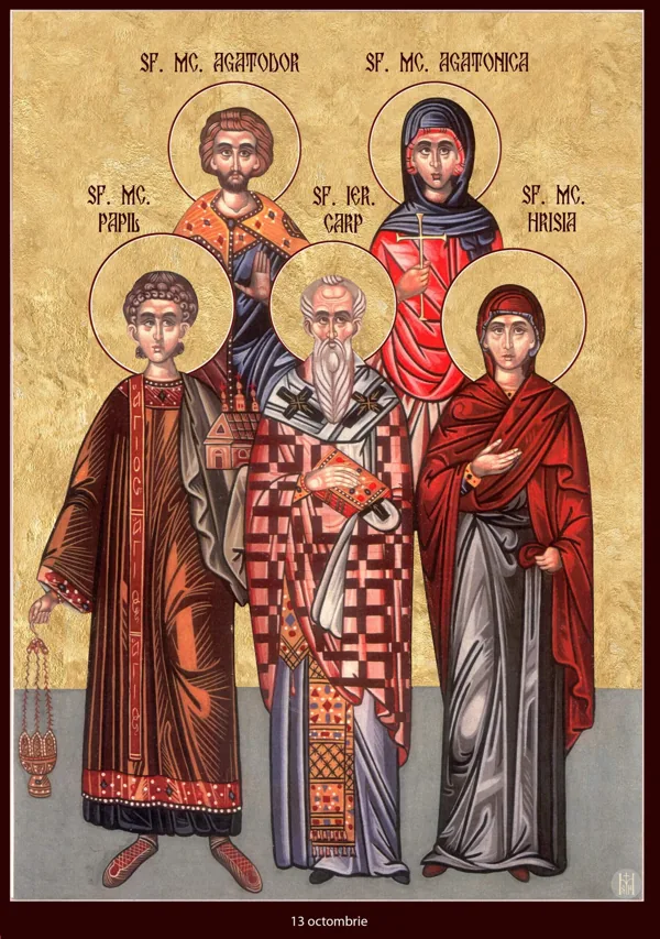 Group icon: Papylus, Carpus, Agathodorus, Agathonica and Chryse the New Martyr.