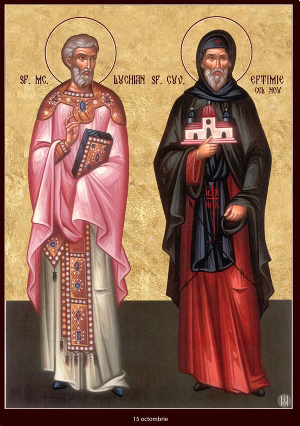 Group icon: Lucian of Antioch and Euthymius the New. Euthymius is named by the painting, not by a separate life in this notice.
