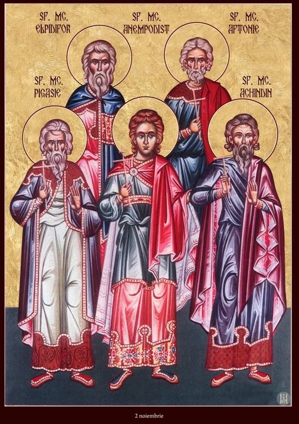 Icon: Elpidephorus, Anempodistus, Aphthonius, Pegasius and Acindynus.