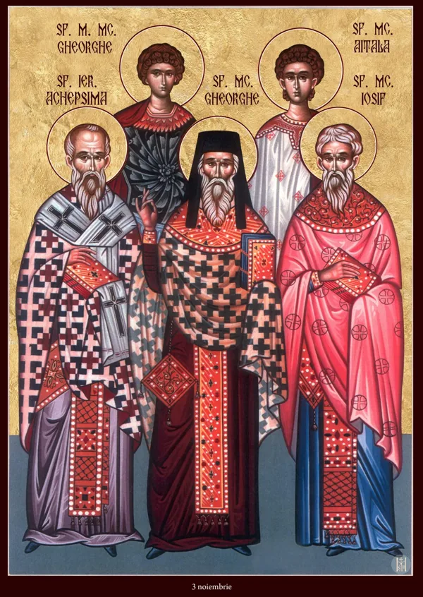 Icon: George the Great Martyr, Aithalas, Acepsimas, George the Martyr and Joseph.