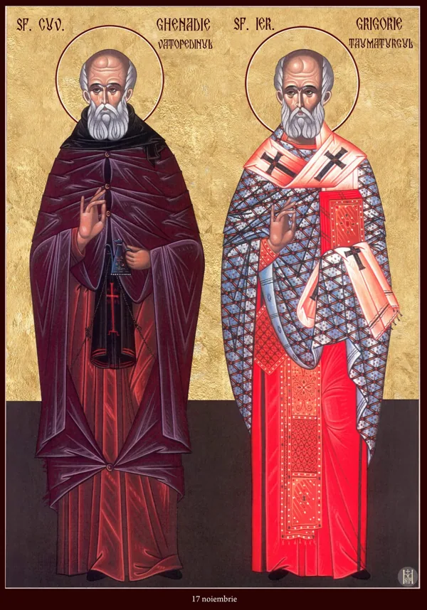 Icon: Gennadius of Vatopedi and Gregory Thaumaturgus.