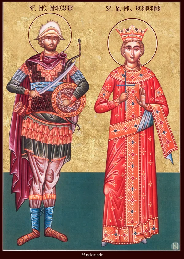 Group icon: Saints Mercurius and Catherine.