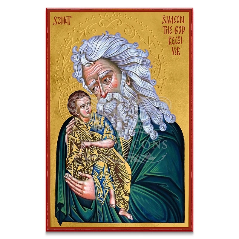 Icon of Saint Simeon the God-receiver holding Christ