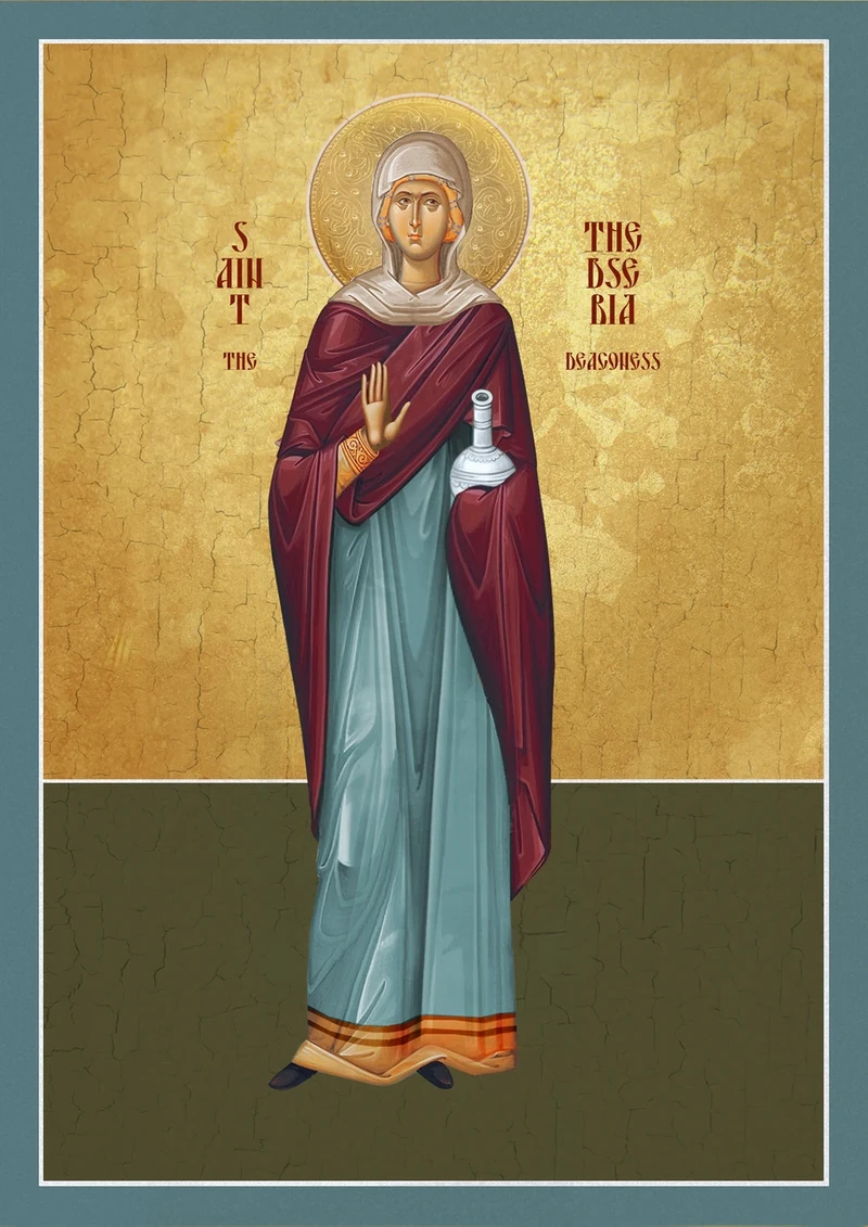 Modern icon depicting Saint Theosebia the Deaconess